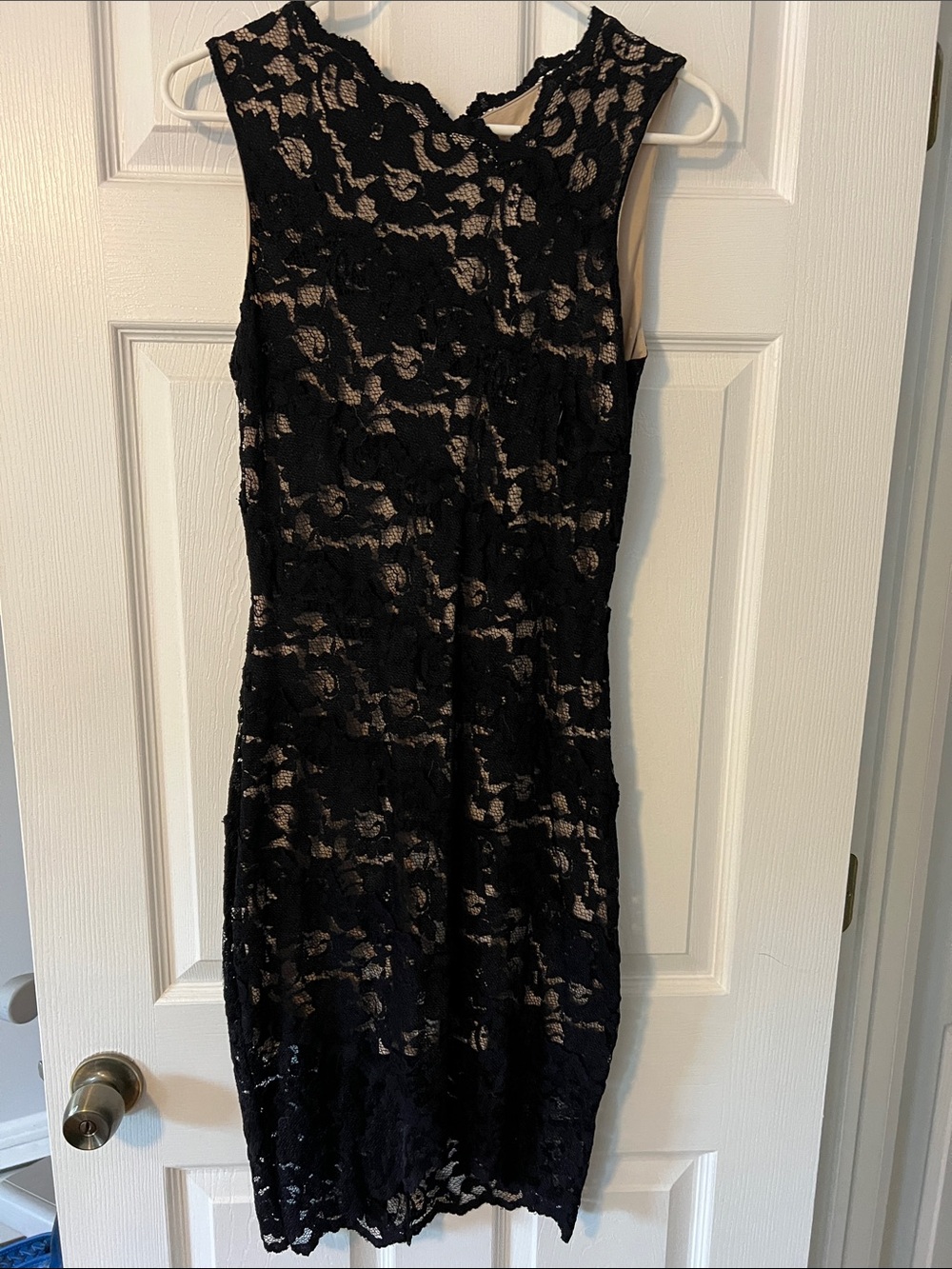 *FINAL OFFER* Badgley Mischka Black Lace Midi Dress with Nude Lining